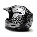 TMS Youth Kids Black Silver Skull Flame Motocross Helmet with Goggles and Gloves (Large)