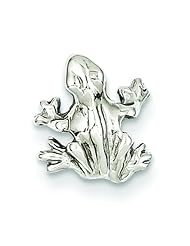 14K White Gold 3-D Frog Charm Pendant Animal Jewelry