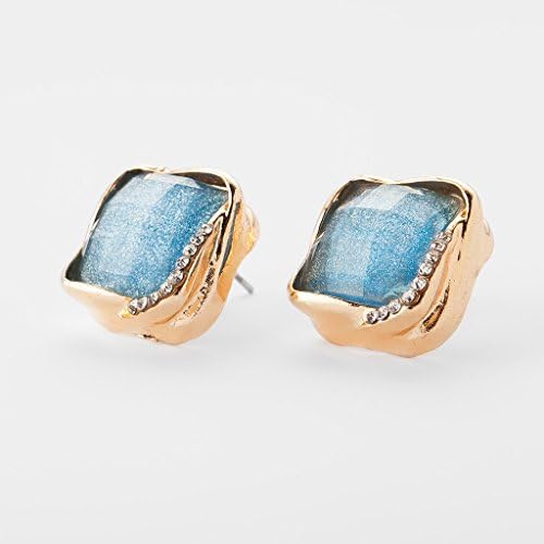 Jusor® Square Crystal Artificial Diamond Stud Earrings (Lake Blue)