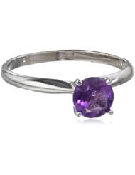 10k Gold 6mm Round Amethyst Gemstone Solitaire Ring (3/4 ct)