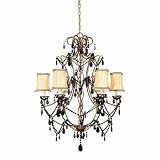 World Imports 1744-90 International Flair 4 Light Chandelier, Antique Gold