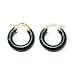 Gold Overlay Sterling Silver Charcoal Chinese Jade 25mm Hoop Earrings