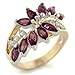 Size 7 Amethyst Crystal Brass Two-Tone Ring title=