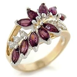 Women's Classic Line Amethyst Swarovski Crystal Two-Tone Ring, Size: 5-10