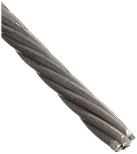 Stainless Steel 304 Wire Rope, 1x7 Strands, 3/32 OD, 100' Length, 1200 lbs Breaking Strength