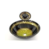 Buy 1 2 Thickness Bathroom Handpaint (Yellow & Black Tone) Round Style Glass... by Best Sink