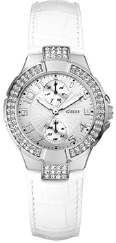 Guess #U10580L1 Women's Status In-The-Round Hyperactive White Band Watch