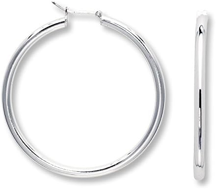 Nuni Jewelry2mm Sterling Silver Hoop Earrings 50mm (15mm 20mm 25mm 30mm 35mm 50mm 60mm)