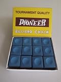 Box of 12 Blue Pioneer Tournament Quality Pool and Snooker Table Chalks,