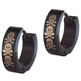 Stainless Steel Black Three Skulls Earrings