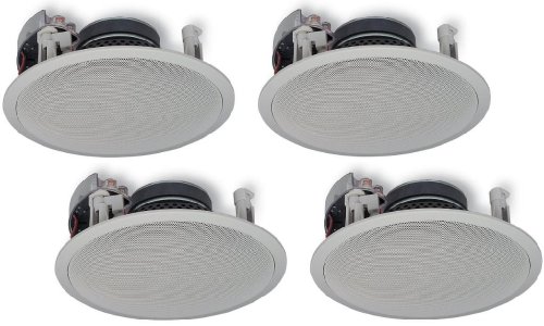 Yamaha Natural Sound Custom Easy-to-install In-Ceiling Flush Mount 2-Way 120 watts Speaker (Set of 4) with 1 Tweeters & 8 Woofer for Large Room or 2 Smaller Rooms