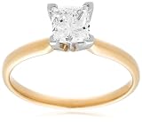 Certified 14k Yellow Gold Princess-Cut Solitaire Diamond Engagement Ring (1 cttw, H-I Color, SI2-I1 Clarity), Size 7