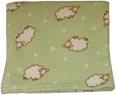 Sheep on Green Plush Baby Blanket