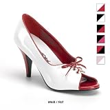 Produkt-Bild: PUMP-216, Flache Open Toe Pumps schwarz rot Lack