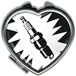 Womens Hand Made Retro BLACK AND WHITE SPARK PLUG Heart Compact Womens Hand Made Retro BLACK AND WHITE SPARK PLUG Heart Compact