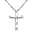 18k White Gold Diamond Cross Pendant with Chain (0.28 cttw, H, SI)