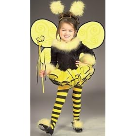 Kids Childrens Costume Cute Bumble Bee Outfit Dress Black Leotard Yellow Tutu Headpiece Wings Wand