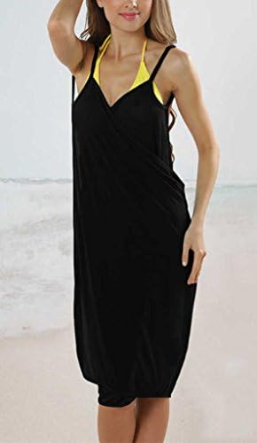 Sidefeel Women's Strap Backless Bikini Beach Wrap Cover Up One Size Black