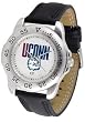 Connecticut Huskies - UConn Suntime Mens Sports Watch w/ Leather Band - NCAA College Athletics