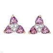 Earrings With 0.95ctw Precious Stones - Genuine Diamonds and Amethysts Beautifully Designed in Yellow Gold Length 7mm
