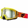 Fox Racing Main Pro Platinum Race Men's Motocross Motorcycle Goggles Eyewear w/ Free B&F Heart Sticker Bundle - Red/Yellow/Clear
