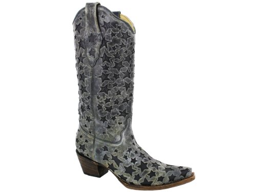 Corral Womens A2046 Boots Black/Black Stars