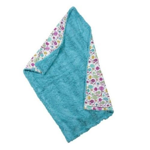 Maison Chic Fur Blanket with Tree Print Lining, Turquoise