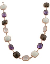 14 Karat Rose Gold White Agate Smokey/ Rose Quartz & Amethyst Necklace (17 Inch)