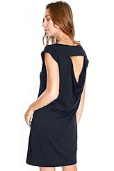 Short Sleeves Sleeveless Cotton/Polyester Draped Cutout Scoop Neck Knee Length  Shirt  Dress