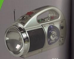 Flashlight w/ AM/FM Radio & Cassette Recorder w/ Disco Light - AC/DC
