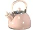 Calypso Basics 2-2-Quart Enamel-on-Steel Whistling Teakettle with Glass Lid, Pink