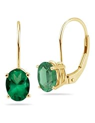 1.40-1.60 Cts of 7x5 mm AA Oval Natural Emerald Lever Back Earrings in 14K Yellow Gold