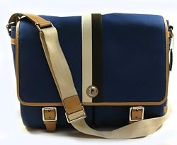 COACH STRIPE LAPTOP MESSENGER TOTE BAG 70201 BLUE