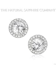 1.97ct. Natural White Sapphire Earrings with 42 pave dia 0.19ct. total