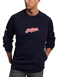 MLB Men's Cleveland Indians Long Sleeve Crew Neck Thermabase Tech Fleece Pullover by Majestic (Pro Navy/Pro Scarlet, X-Large)