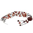 Carnelian Beads Necklace with Round Pendant - Cord Necklace - 28'' Long