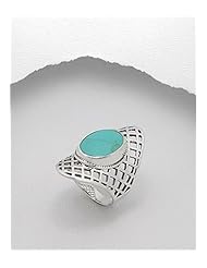 Turquoise (Light Green) Reconstructed stones Ring In 92.5 Sterling Silver