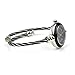 Womens Silver Classic Twisted Band Bracelet Round Wrist Watch Black