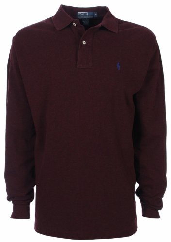 Ralph Lauren Mens Longsleeved Polo Shirt in Burgundy with Navy Pony