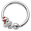 Sterling Silver 925 Light Siam Eye Snake Captive Ring