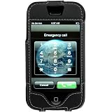 For Apple iPhone / iPhone 3G Luxurious Black Fitted Genuine Leather Skin Case Holster