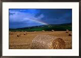 Straw Bales and Rainbow at Harvest Time, Ireland Collections Framed Photographic Poster Print by Gareth McCormack, 29x21