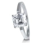 SAVE $58.01 - Sterling Silver 925 Asscher Cut Cubic Zirconia CZ Solitaire Ring 2.4 ct - Ideal Gift For Anniversary, Engagement, Wedding, Birthday, Romantic For Her $28.99