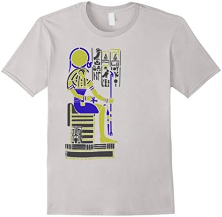 Men's Egyptian Ankh and Horus Ancient Egypt Hieroglyph T-Shirt Large Silver