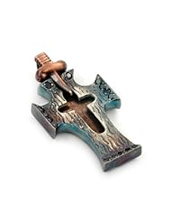Signature Collection Sterling Silver Cross Pendant With Copper And Black Signity Cz Accents