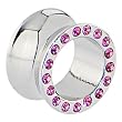 9/16" Surgical Steel Pink Jeweled Saddle Plug