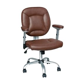 Techni Mobili Deluxe Task Chair, Brown, 27W x 20D x 38H