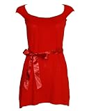 Orange Sweater Tunic Dress with Tide Waist Strap