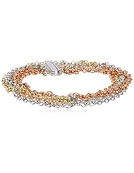 Bronze, Sterling Silver and 14k Gold Tri-Metal Five Strand Bracelet, 7.5"