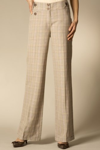 Per Una Wide Leg Checked Trousers with Linen clothing